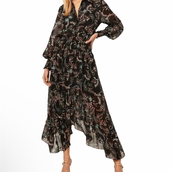 Misa Los Angeles Zahra Paisley Asymmetrical Whimsigoth Midi Dress Size XS - Picture 3 of 9